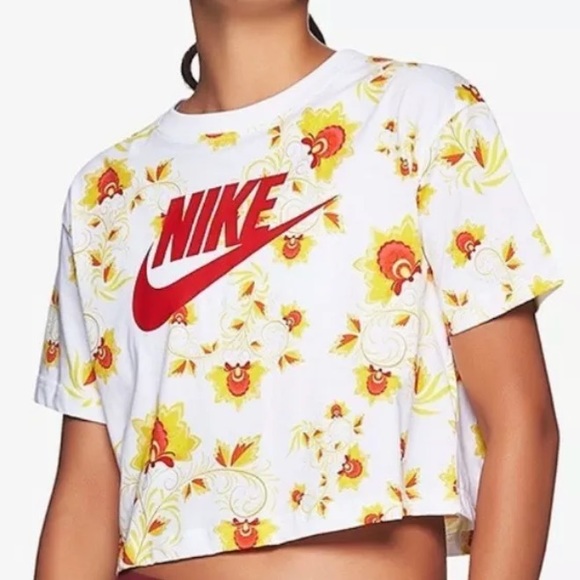 nike crop top yellow